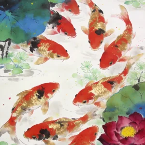 Nine Koi Fish
